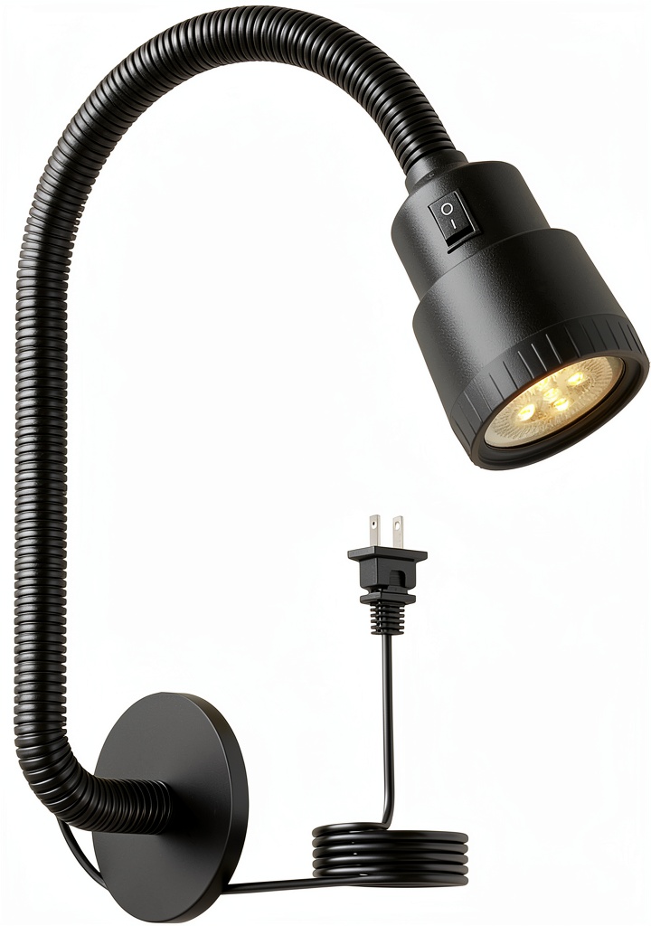 Installing Modern LED Machine Tool Lamp Plastic Corded Electric 30F on a wooden workbench