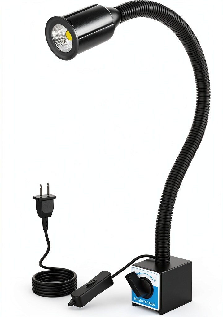 Bheooen LED work light illuminating a CNC machine workspace