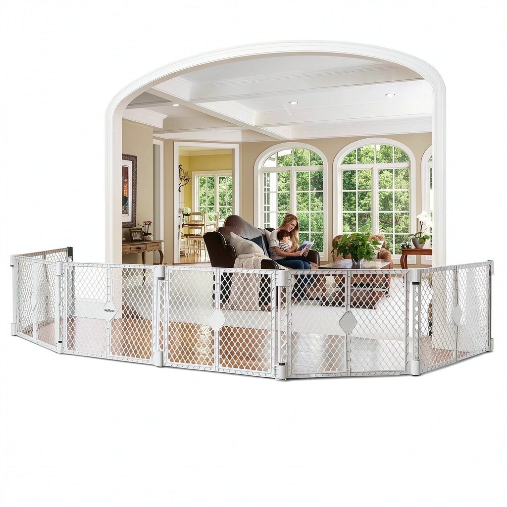Installing Regalo Expandable Baby Playpen on a wooden floor