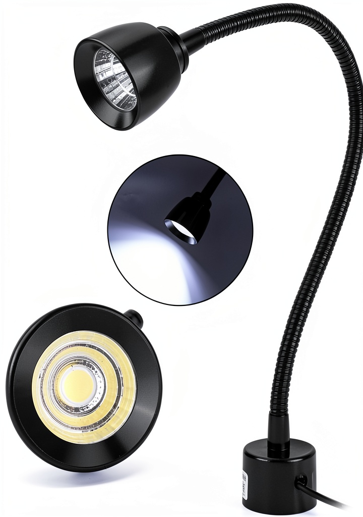 Simlug LED lamp attached to a CNC machine with gooseneck adjusted