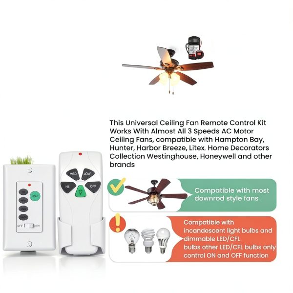 Sunmerit Ceiling Fan Remote 9050T Light Dimmer-3