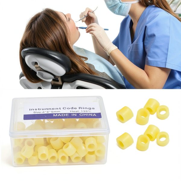 Dioche Dental Color Code Band, Silicone Dental Color Code Rings, Dental Color Code Rings Dental Color Code Rings Accessory Supplies 100pcs (yellow)-2