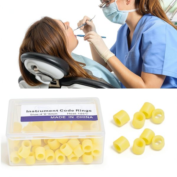 Dioche Dental Color Code Band, Silicone Dental Color Code Rings, Dental Color Code Rings Dental Color Code Rings Accessory Supplies 100pcs (yellow)-4