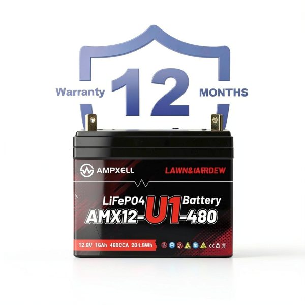 Group U1 Lithium LiFePO4 Lawn Mower Battery AMPXELL 480CCA 12V 16Ah-4