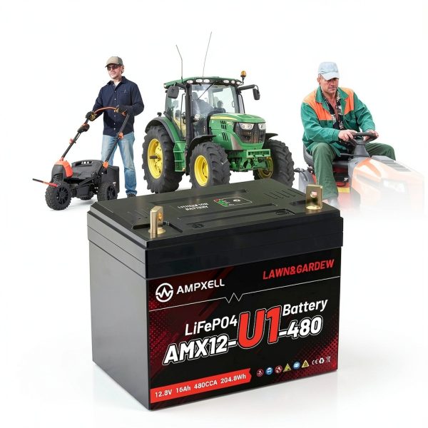 Group U1 Lithium LiFePO4 Lawn Mower Battery AMPXELL 480CCA 12V 16Ah-6