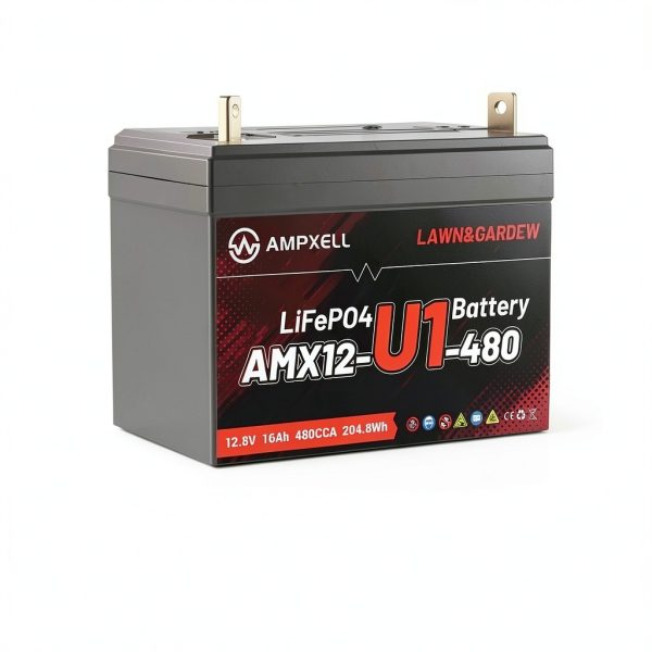 Group U1 Lithium LiFePO4 Lawn Mower Battery AMPXELL 480CCA 12V 16Ah-1